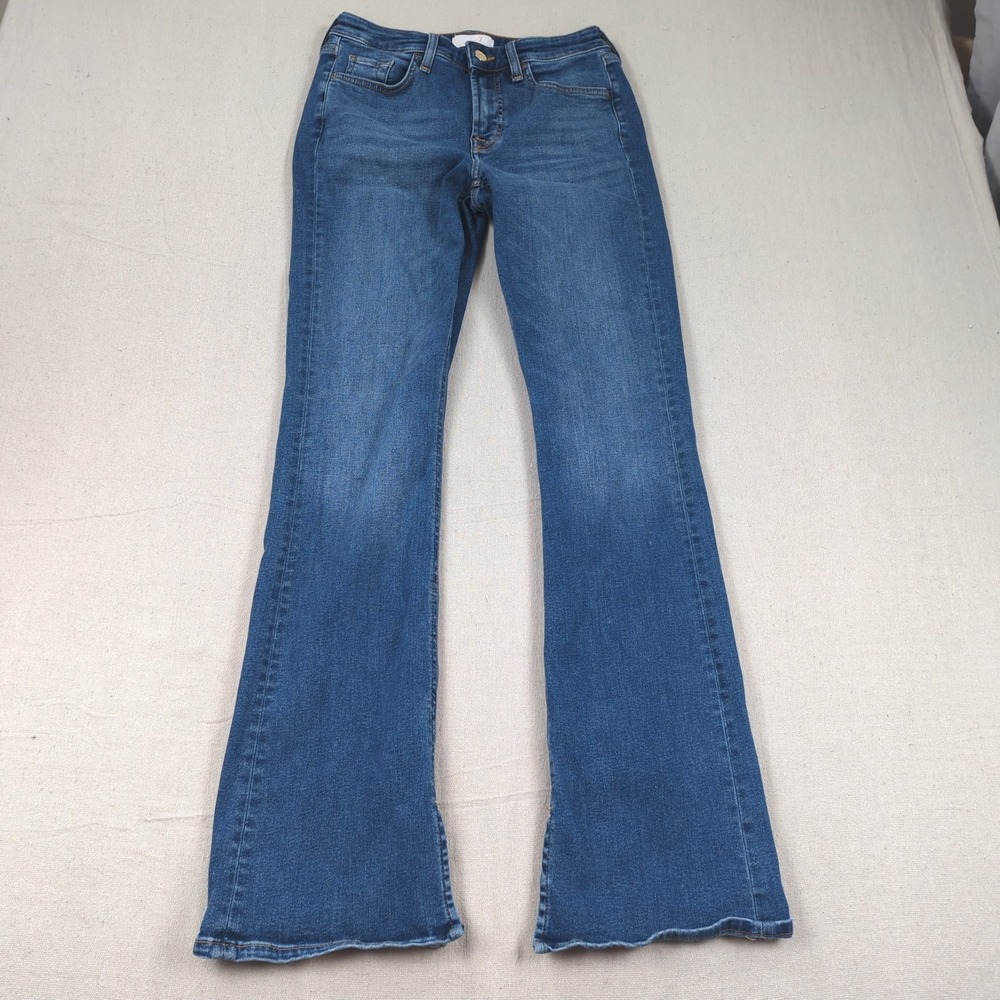 7‎ for all Manking Jeans Womens 4 Blue Jen7 Boot Cut Split Hem Western Stretch